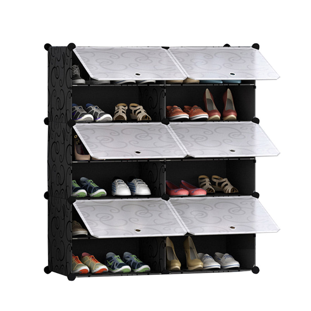 NNEAGS 6 Tier 2 Column Shoe Rack Organizer Sneaker Footwear Storage Stackable Stand Cabinet Portable Wardrobe with Cover