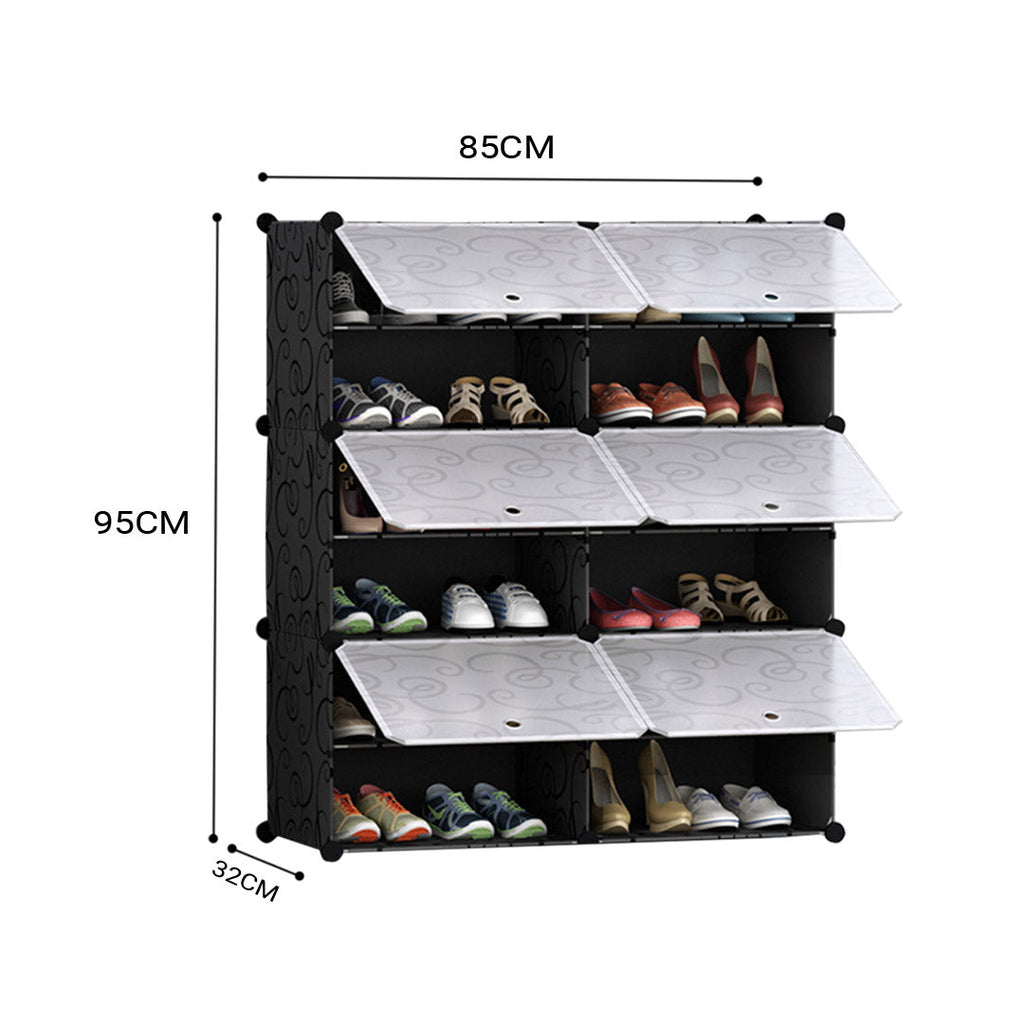 NNEAGS 6 Tier 2 Column Shoe Rack Organizer Sneaker Footwear Storage Stackable Stand Cabinet Portable Wardrobe with Cover